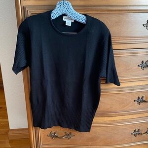 Oleg Cassini Black Short-Sleeve Crewneck Sweater